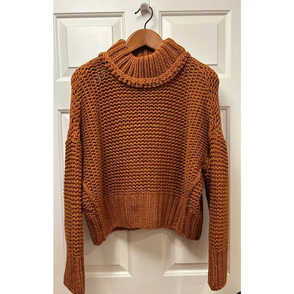 Free People My Only Sunshine Chunky Sweater In Color Tuscan Earth, Size  M